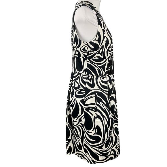 MICHAEL KORS Sheath Dress NWT NEW Black White 10 Art Retro Print Career Pockets - Picture 3 of 11
